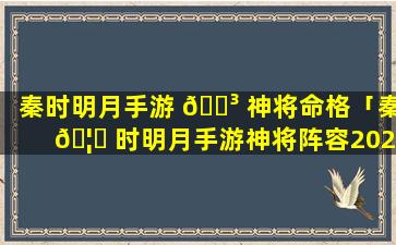 秦时明月手游 🌳 神将命格「秦 🦁 时明月手游神将阵容2021」